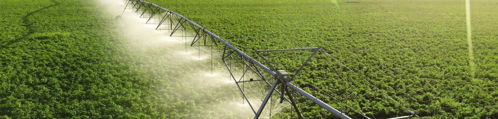 Center pivot irrigation system applying precise chemical dosing across a green agricultural field.